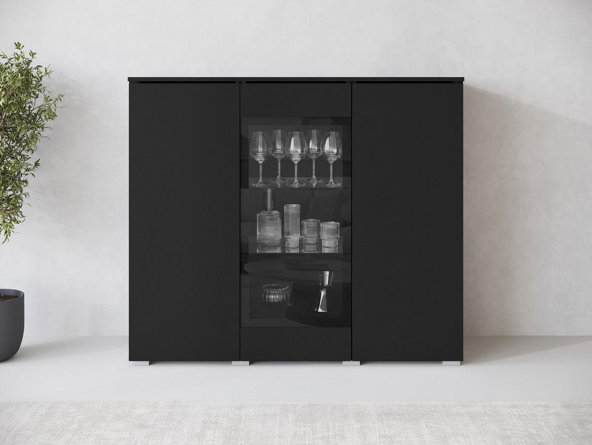KOMMODE Vera 120 - Silberfarben/Graphitfarben, Holzwerkstoff/Kunststoff (120/104/40cm) - MIRJAN24