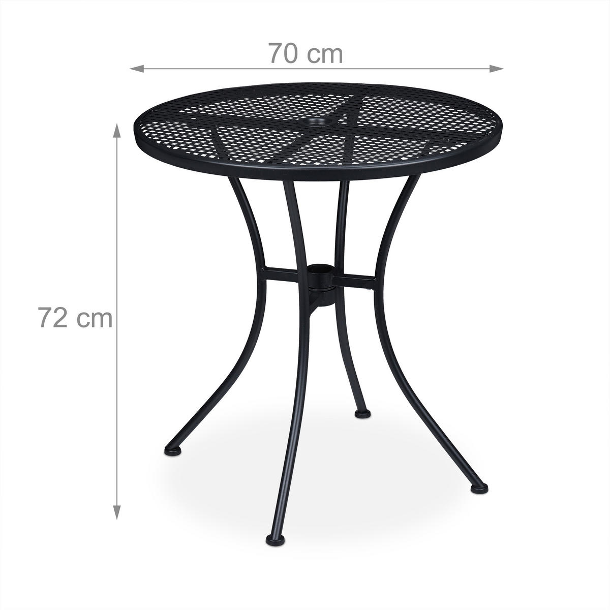 GARTENTISCH - Schwarz, Metall (70/70/72cm) - Relaxdays