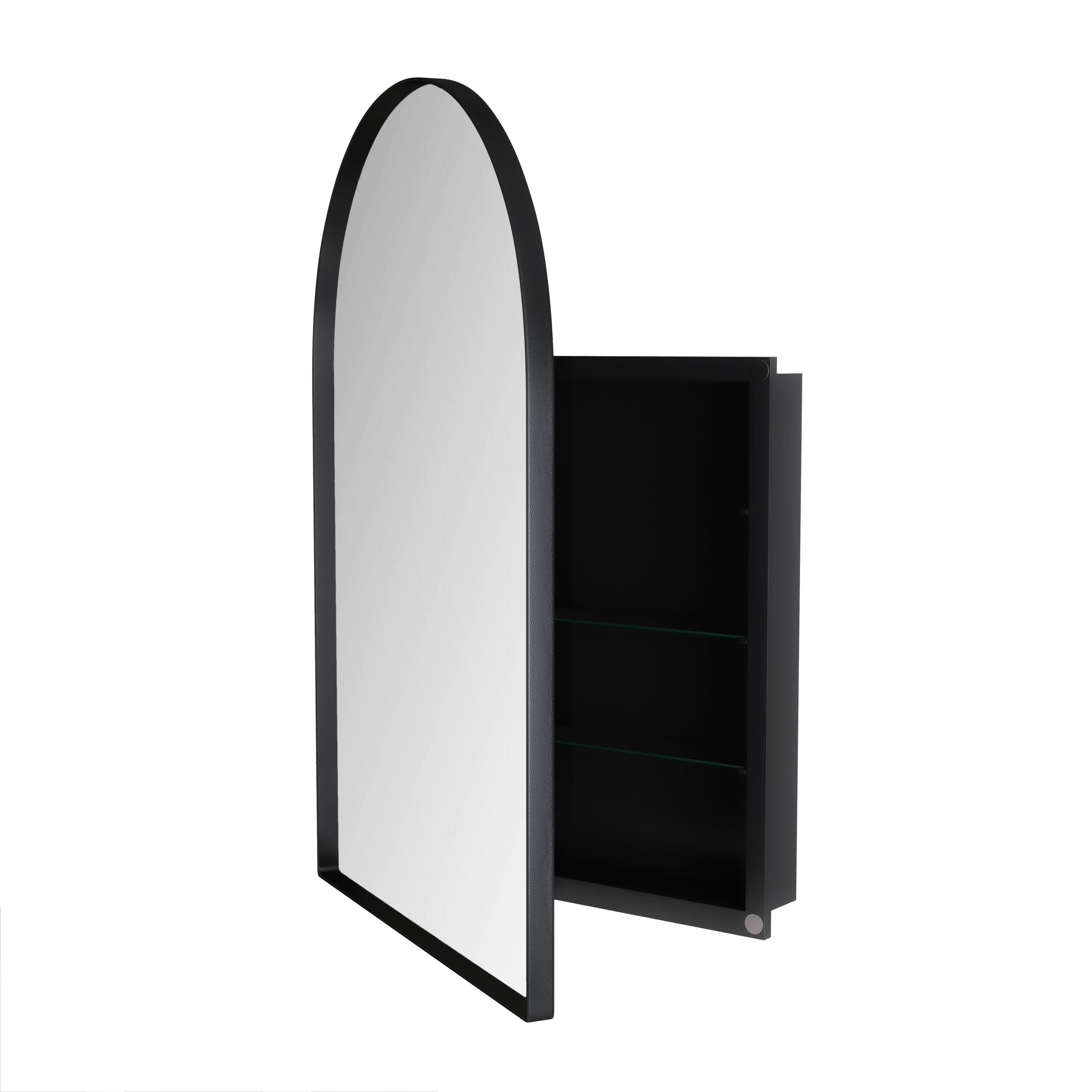 SPIEGELSCHRANK Bad 91/61/12 cm Schwarz, Metallrahmen und verstellbare Glasablagen - Schwarz, Glas/Holz (61/91/10cm) - PARAFTA HOME