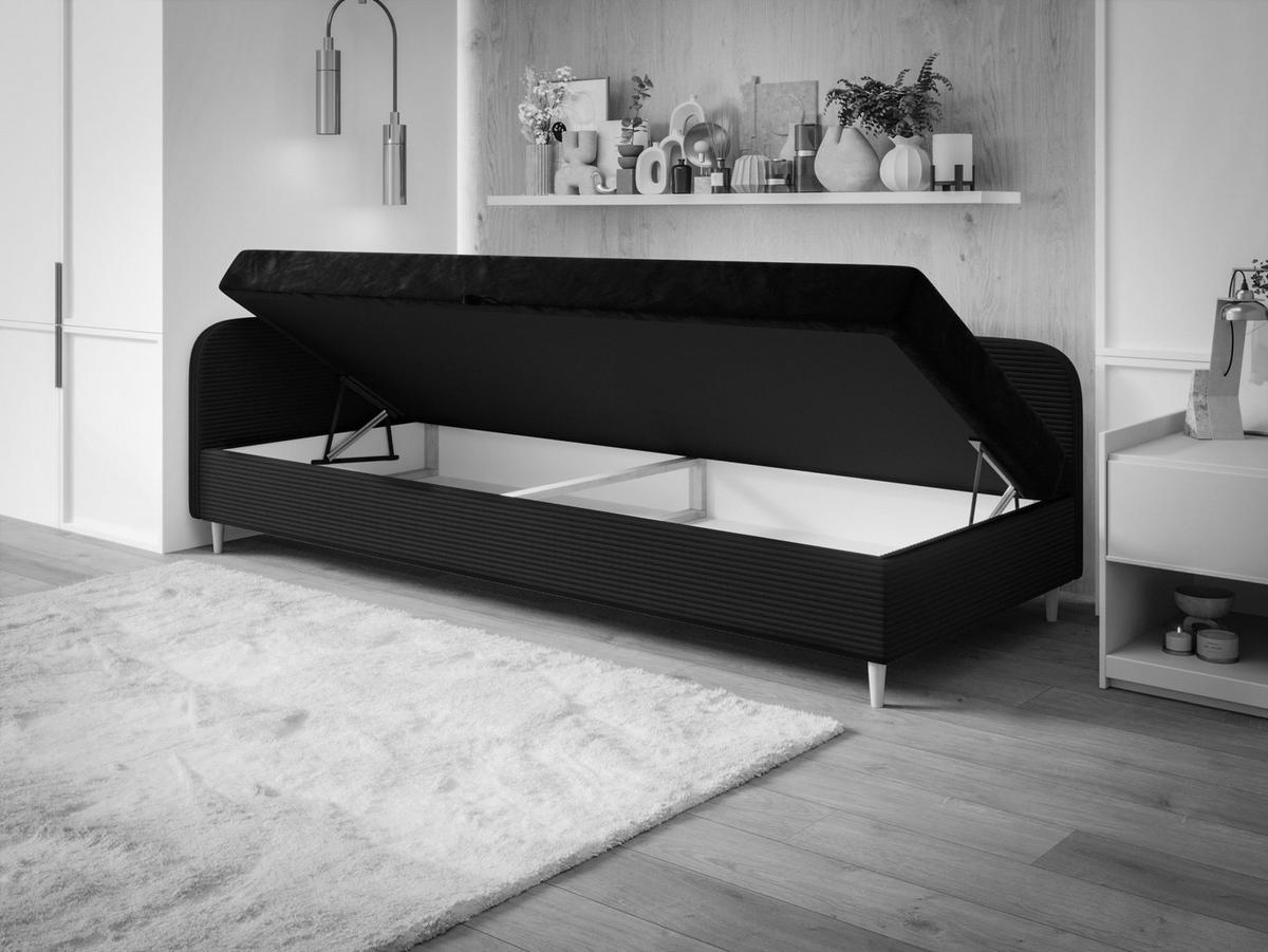EINZELBETT aus Polyester und Cord Kobbevik Seite Links 90x200 cm, Lila - Lila, Textil (90/200cm) - Meblito