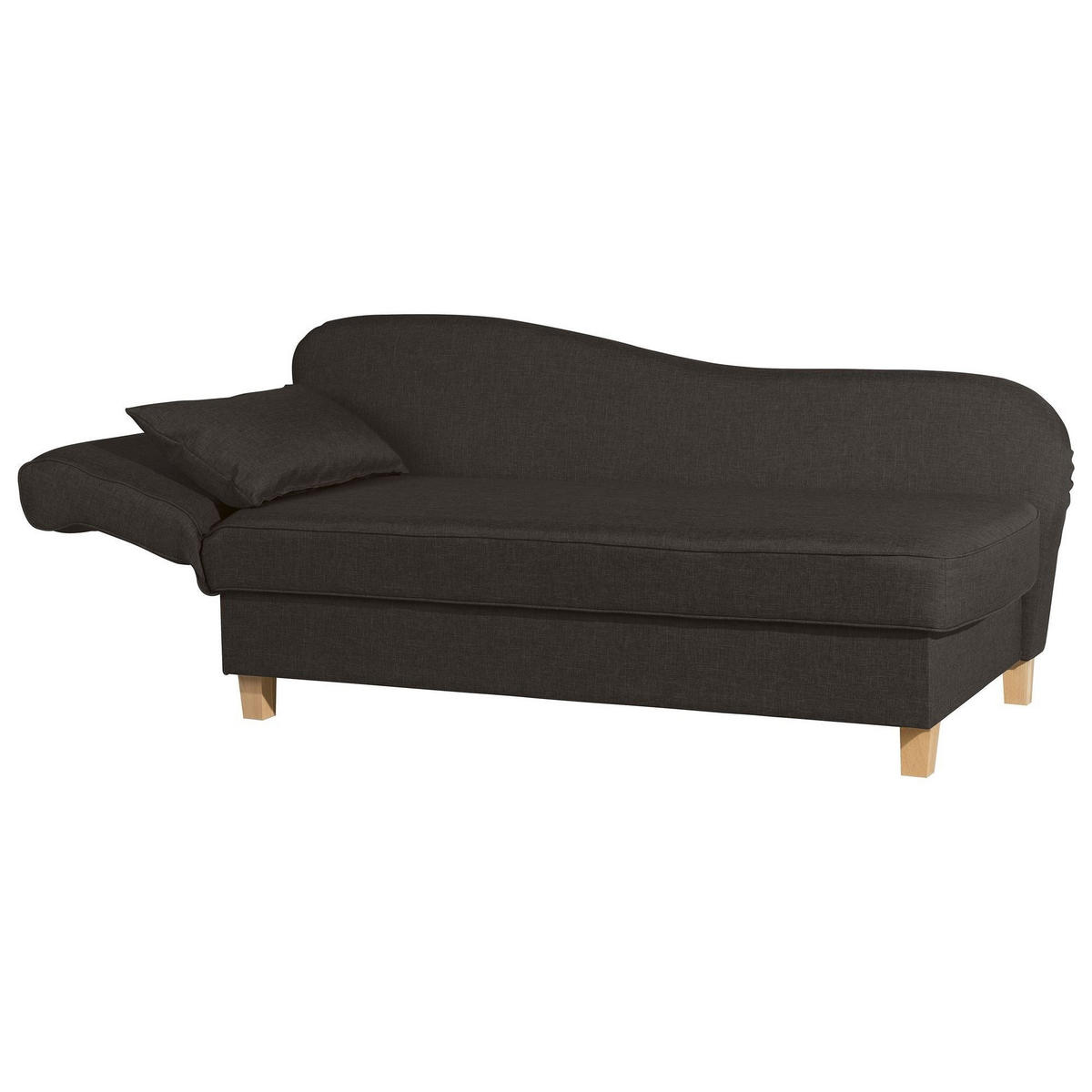 RECAMIERE mit Armteil links klappbar Katia Bezug Flachgewebe Buche natur / schoko - Dunkelbraun, Kunststoff (190/82/88cm) - 58aufmkessel
