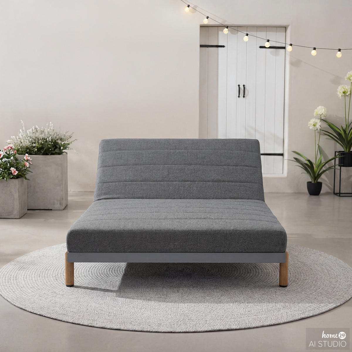 LOUNGESOFA - Olefin - Grau - Grau, Textil/Metall (200/147/38cm) - home24