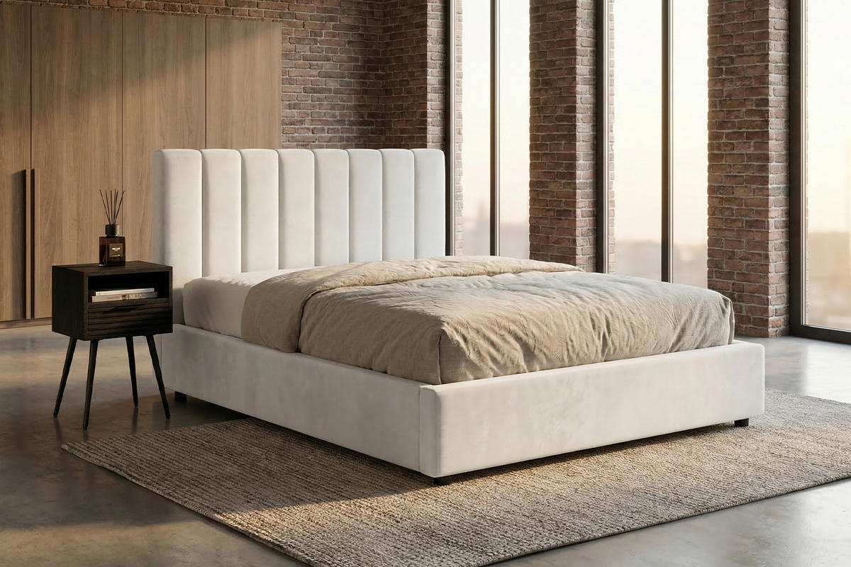POLSTERBETT CATTURA Cremeweiß Velvet - Creme/Weiß, Textil (140/200cm) - KAWOLA