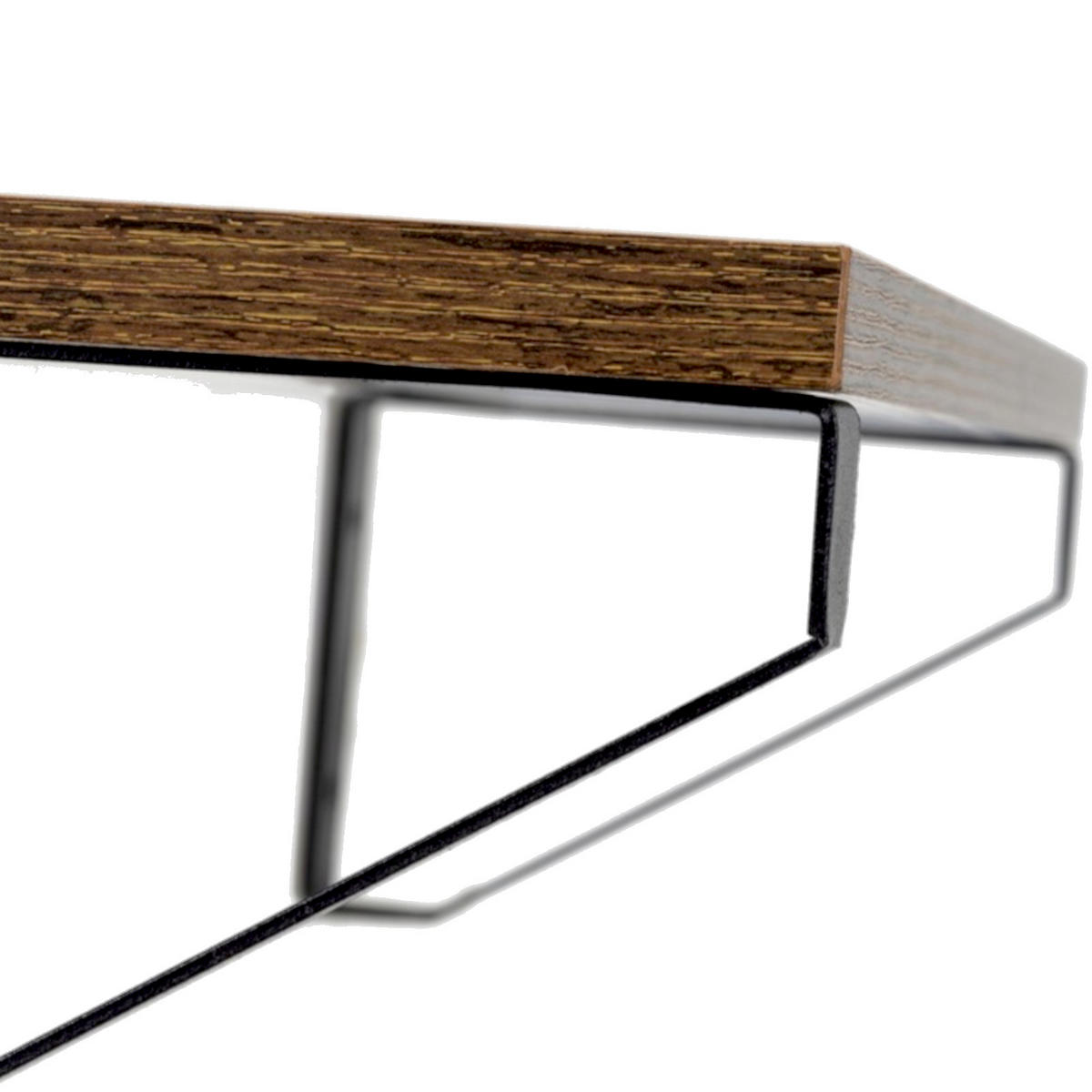 WANDREGAL Holzoptik Metall Dunkelbraun Schwarz 3-er Set 30/35/40x12x11 cm - Dunkelbraun/Schwarz, Holzwerkstoff/Metall (12/11/40cm) - Begryf