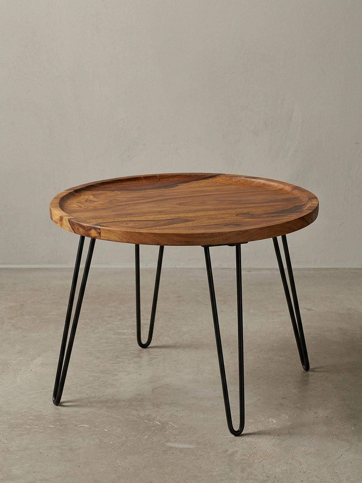 COUCHTISCH aus Sheeshamholz mit Haarnadelbeinen, modernem Design und großer Ablagefläche - Schwarz/Braun, Holz/Metall (60/60/45cm) - KADIMA DESIGN