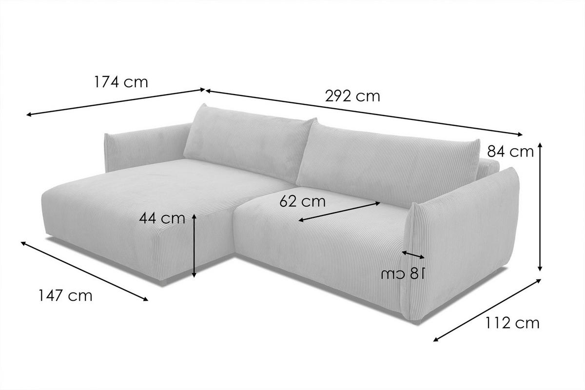 ECKSOFA TAUER 5-Sitzer, hellgrau - Hellgrau/Schwarz, Holzwerkstoff/Kunststoff (174/292cm) - Courtois Laville