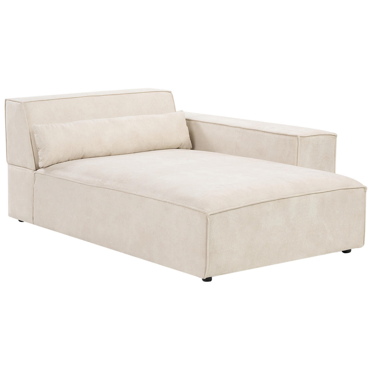 CHAISELONGUE-LINKSSEITIGE Samtstoff Hellbeige Hellnar - Beige, Textil (102/70/176cm) - Beliani