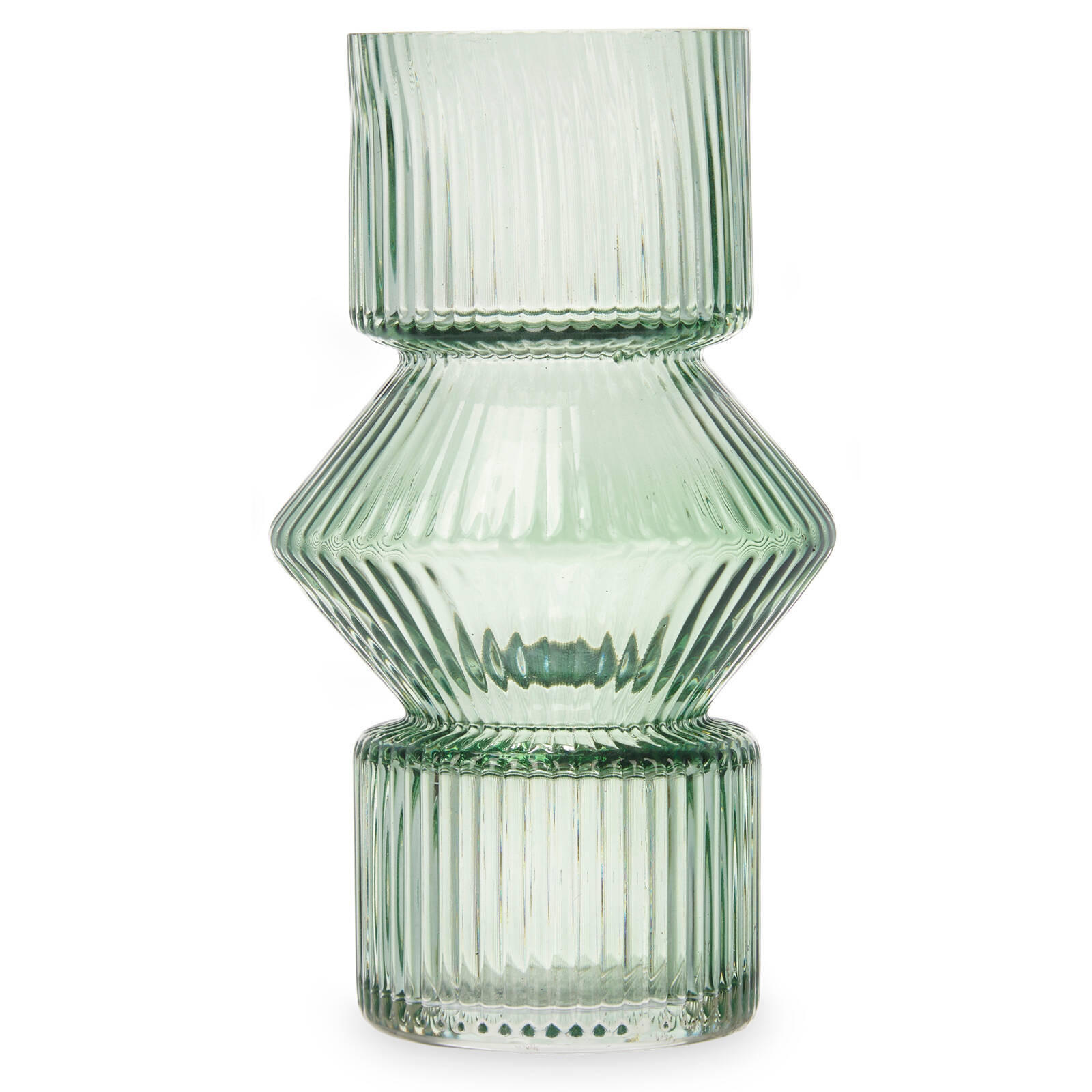VASE Geriffeltes Glas 9,5/16,5 cm - Grün, Glas (9.5/16.5cm) - Giftdecor