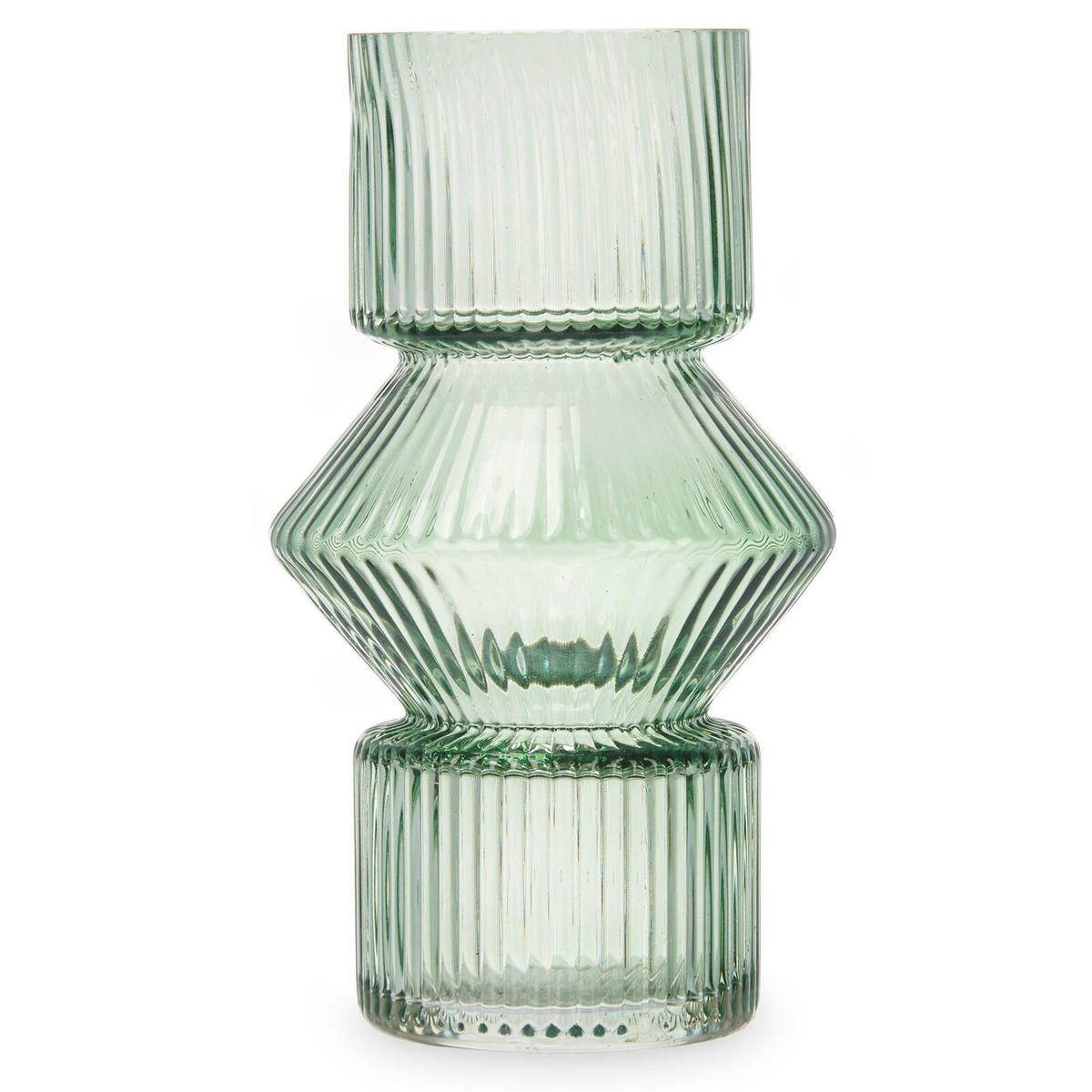 VASE Geriffeltes Glas 9,5/16,5 cm - Grün, Glas (9.5/16.5cm) - Giftdecor