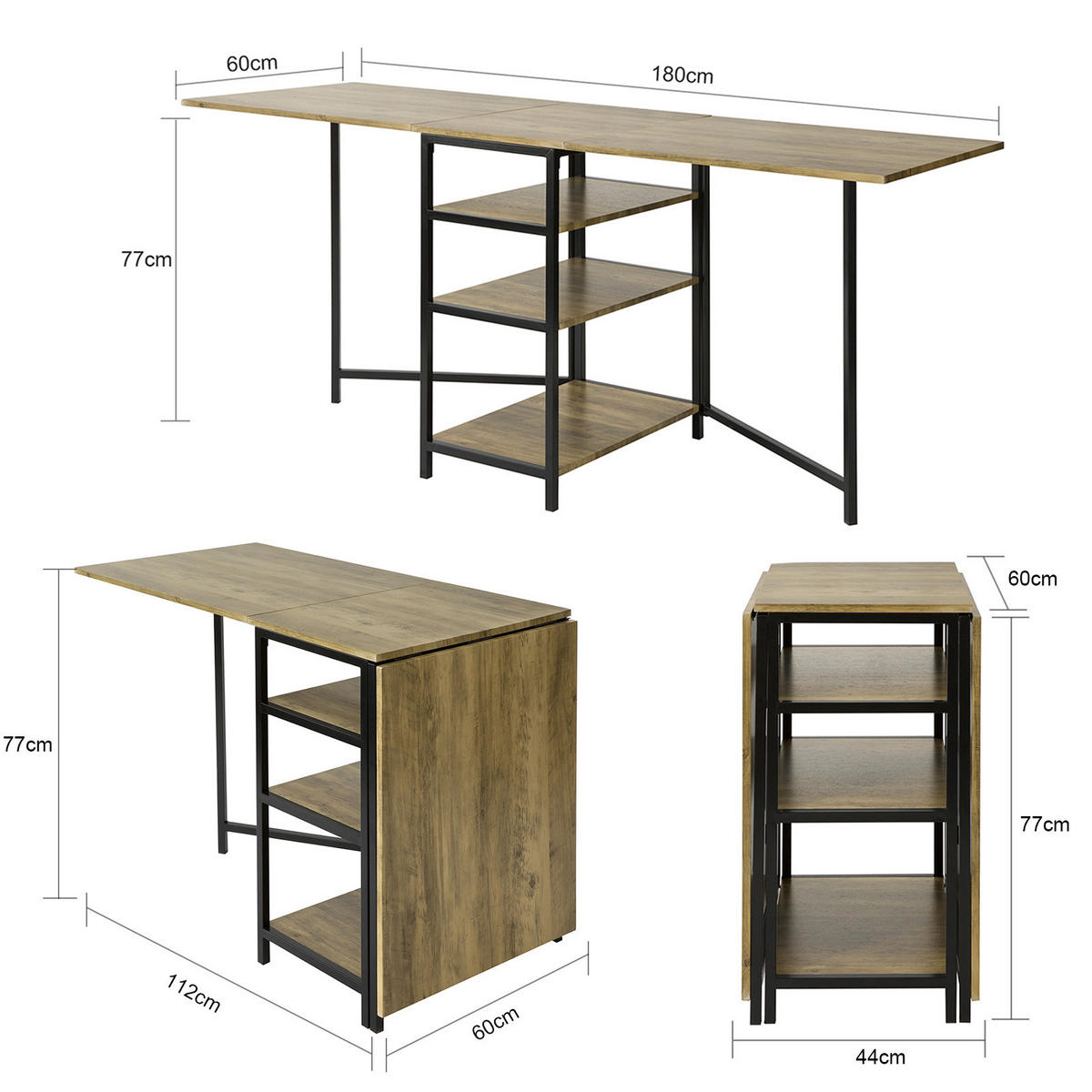 ESSTISCH Vintage - Braun, Holzwerkstoff (180/77/60cm) - SoBuy