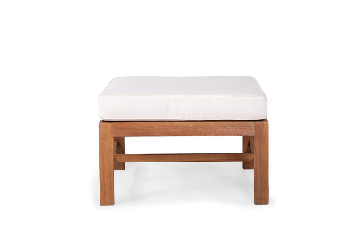 LOUNGEHOCKER - Akazie massiv / Polyester - Braun / Beige - Beige/Braun, Holz/Textil (60/60cm) - home24
