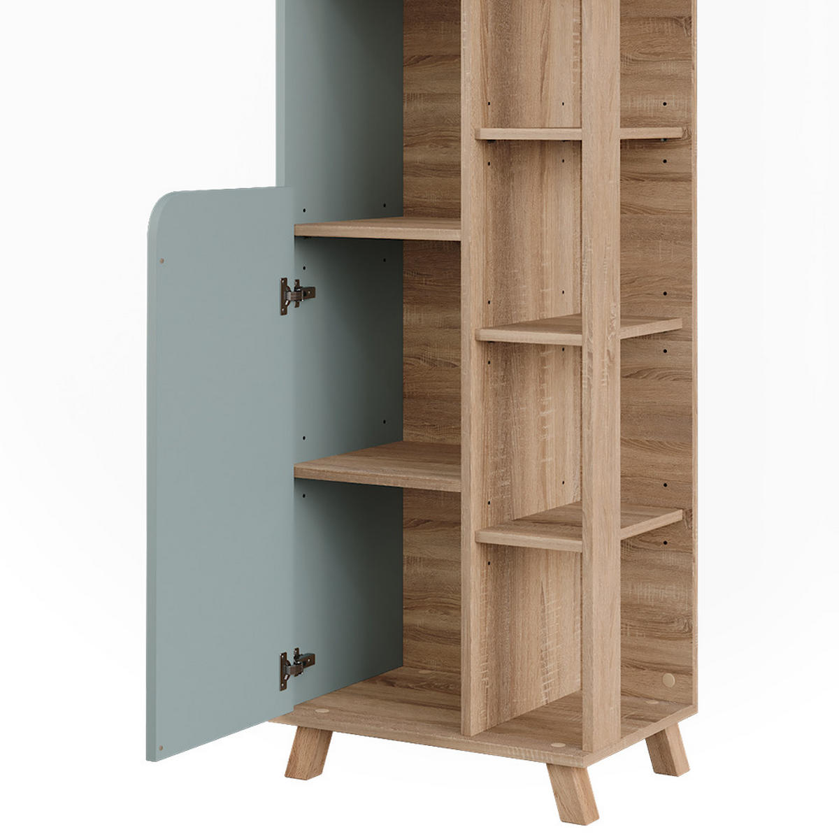 BADSCHRANK Karen Sonoma/Blau 50 x 175 cm mit 2 Türen - Dunkelblau/Sonoma Eiche, Holzwerkstoff (50/175/35cm) - Vicco