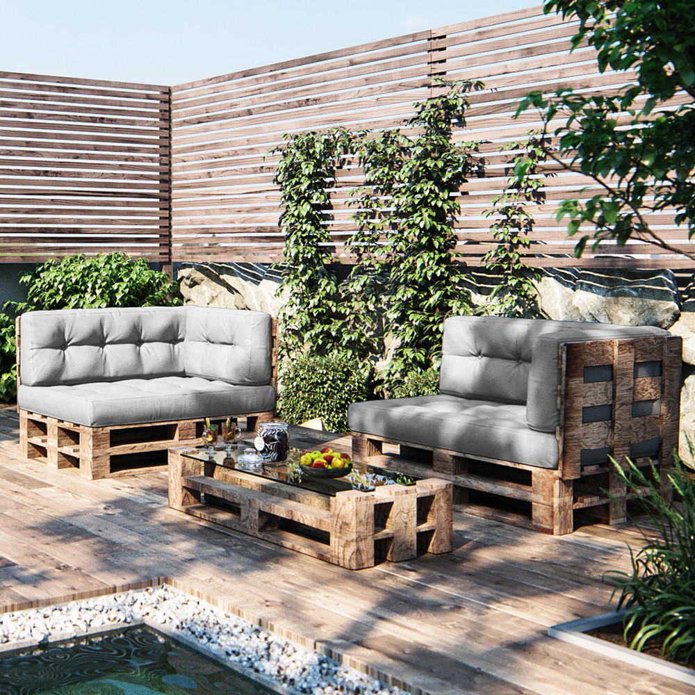 PALETTENKISSEN SET Grau 2 Teile - Grau, Textil (120/15/80cm) - Vicco