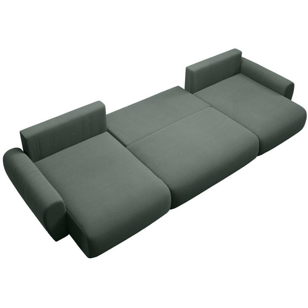WOHNLANDSCHAFT mit Schlaffunktion Poss U grün - Grün, Textil (395/70/153cm) - Beautysofa