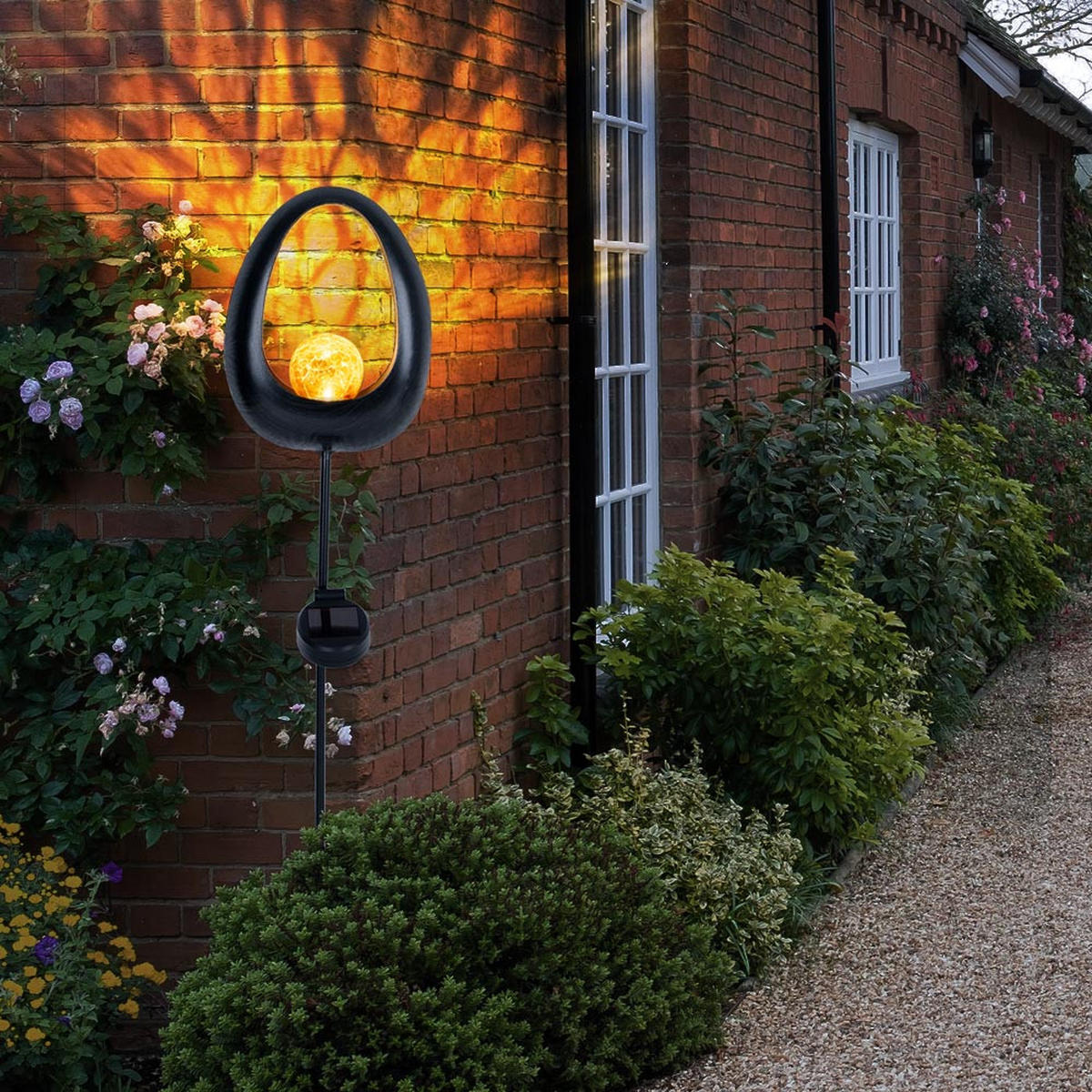 LED AUSSENLEUCHTE Solar Schwarz Gold 3er Set - Schwarz, Glas (17/7/93cm)