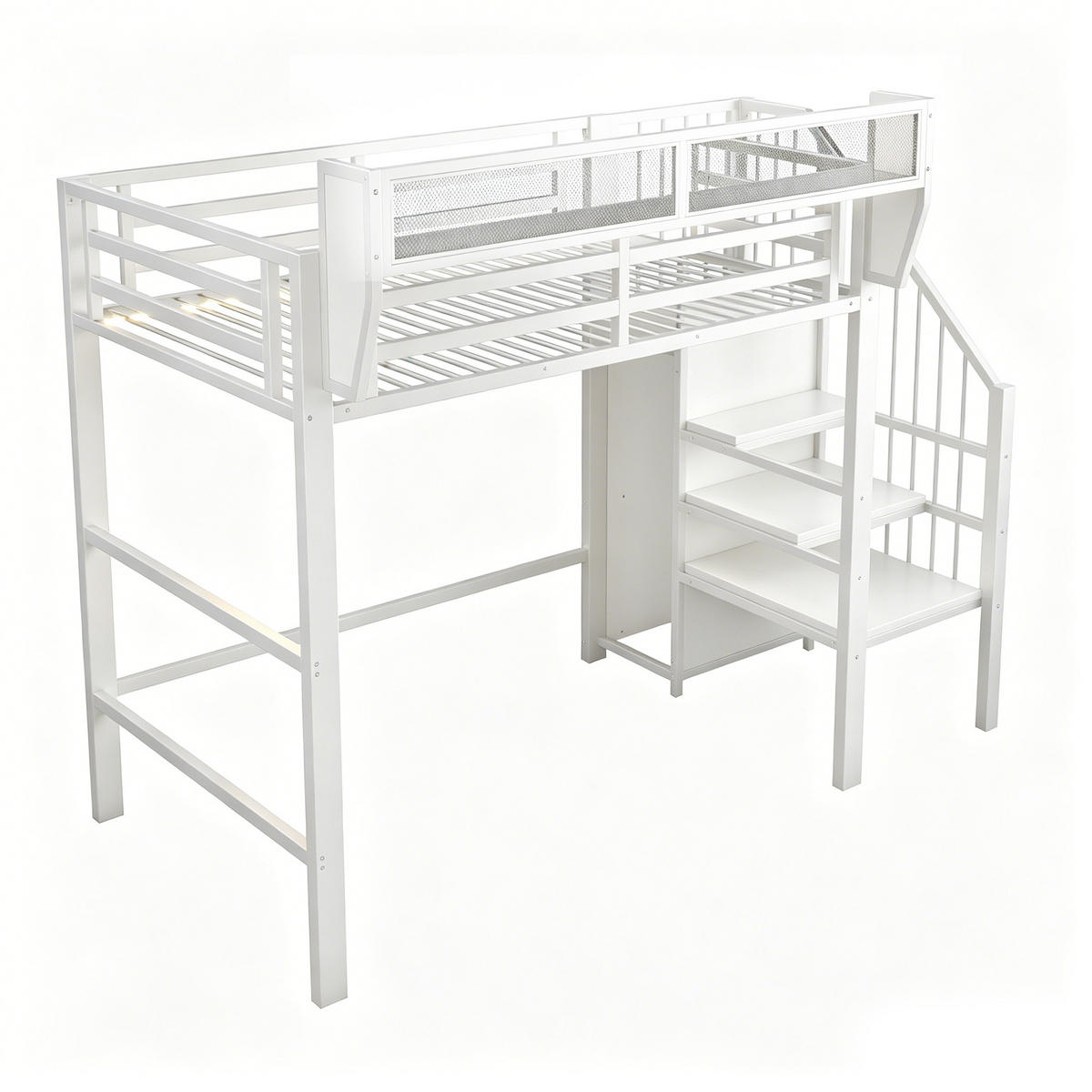 HOCHBETT mit LED-Lichtleiste 90x200 cm Metall White - Weiß, Metall (90/200cm) - Meubliv