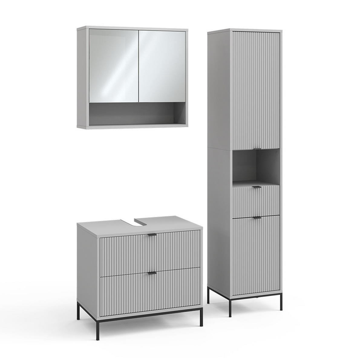 BADMÖBEL-SET Eliza Grau 3 Teile - Grau, Holzwerkstoff (70/63/45.1cm) - Vicco