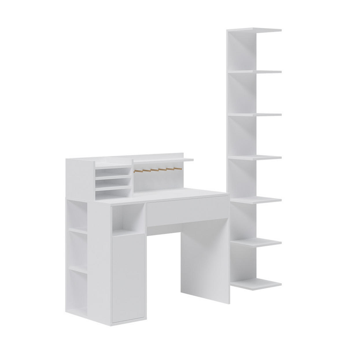 SCHREIBTISCH Weiß 2 Teile, mit Bücherregal - Weiß, Holzwerkstoff (50/100/100cm) - Vicco
