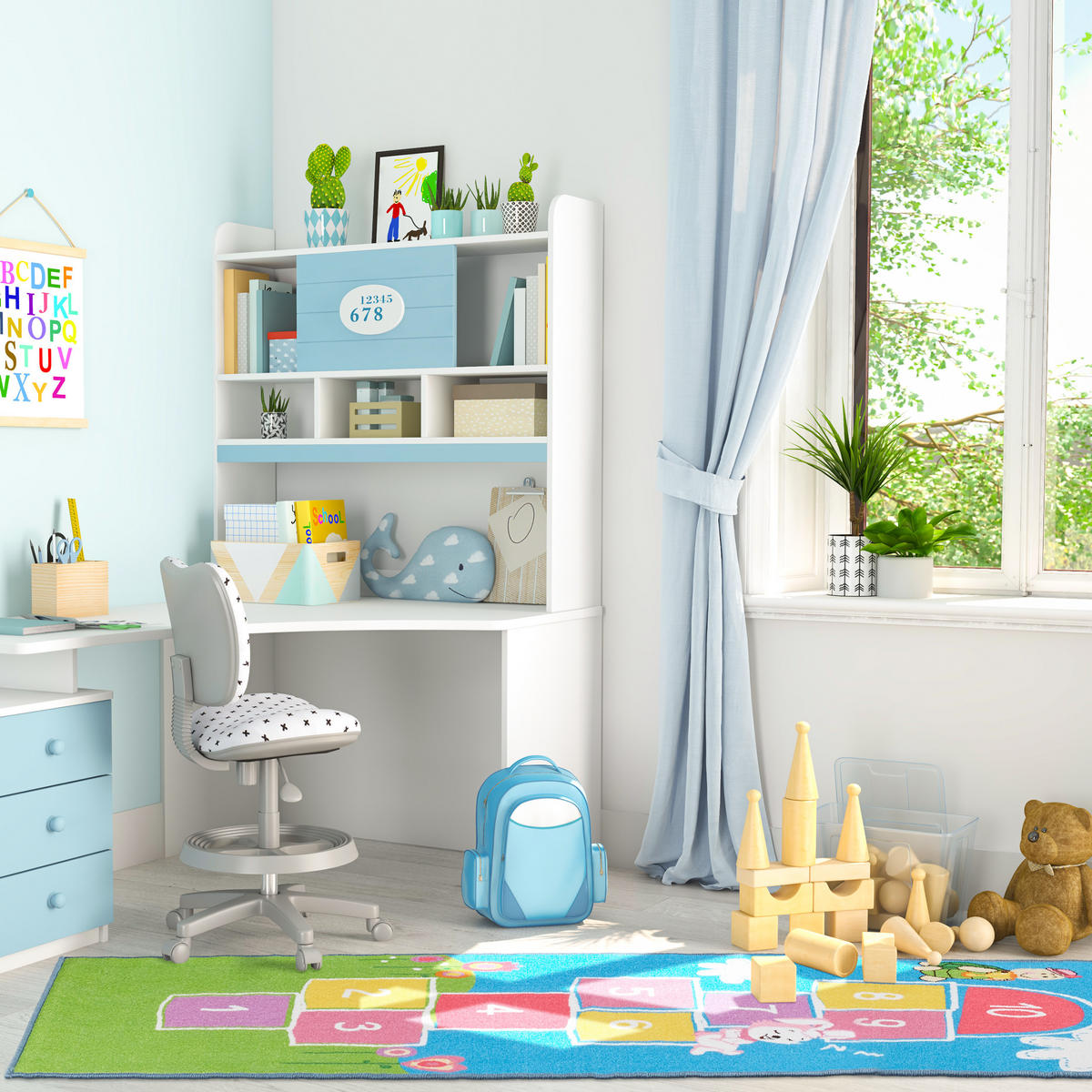 KINDERTEPPICH Hüpfspiel - Multicolor, Kunststoff/Textil (70/180cm) - Relaxdays