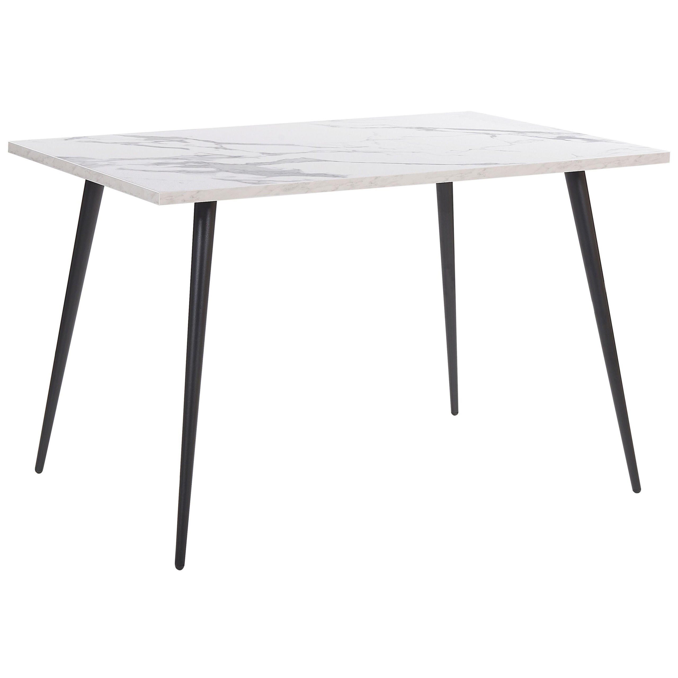 ESSTISCH 120/80/76 cm Weiß schwarz Rechteckig Santiago - Weiß, Holzwerkstoff (120/80/76cm) - Beliani