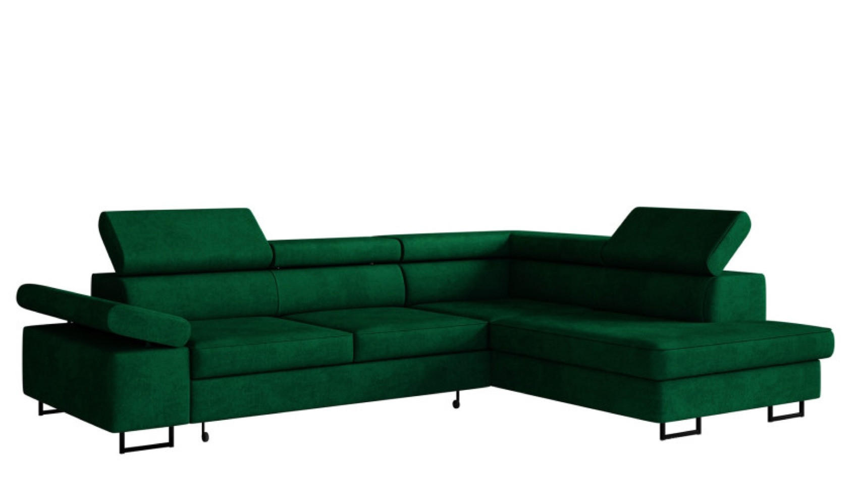 ECKSOFA Flaschengrün ALEX Mit Verstellbaren Kopfstützen Rechts - Grün, Textil (203/274cm) - Sepro Meble