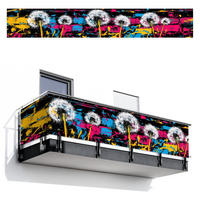 BALKON-SICHTSCHUTZ Straßenkunst - Bunt - Wand - Schwarz, Kunststoff (500/75cm) - MuchoWow