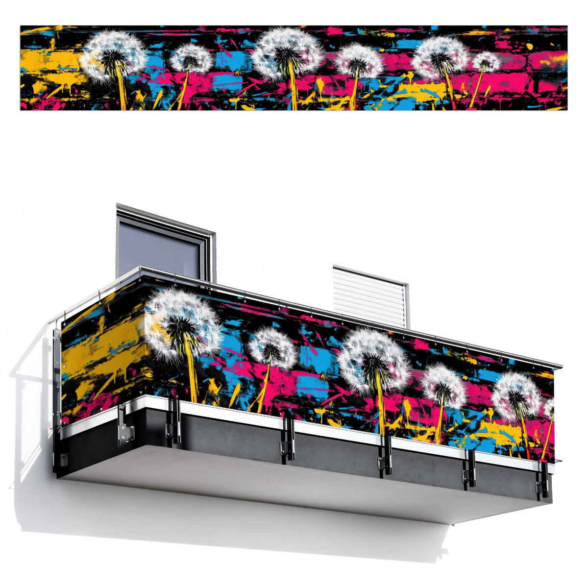 BALKON-SICHTSCHUTZ Straßenkunst - Bunt - Wand - Schwarz, Kunststoff (500/75cm) - MuchoWow