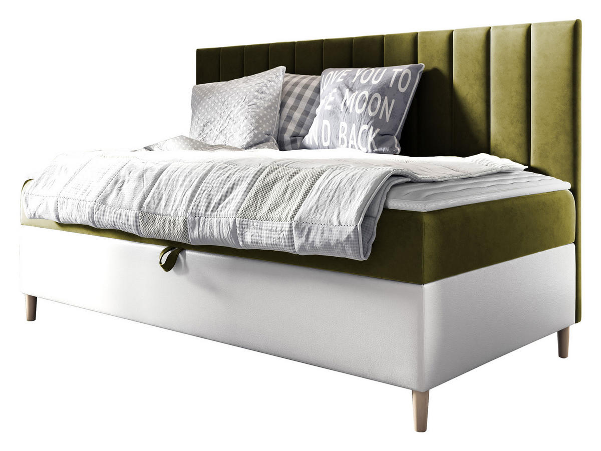 BOXBETT Maja Junior 2 - Weiß/Grün, Holz (90/200cm) - MIRJAN24