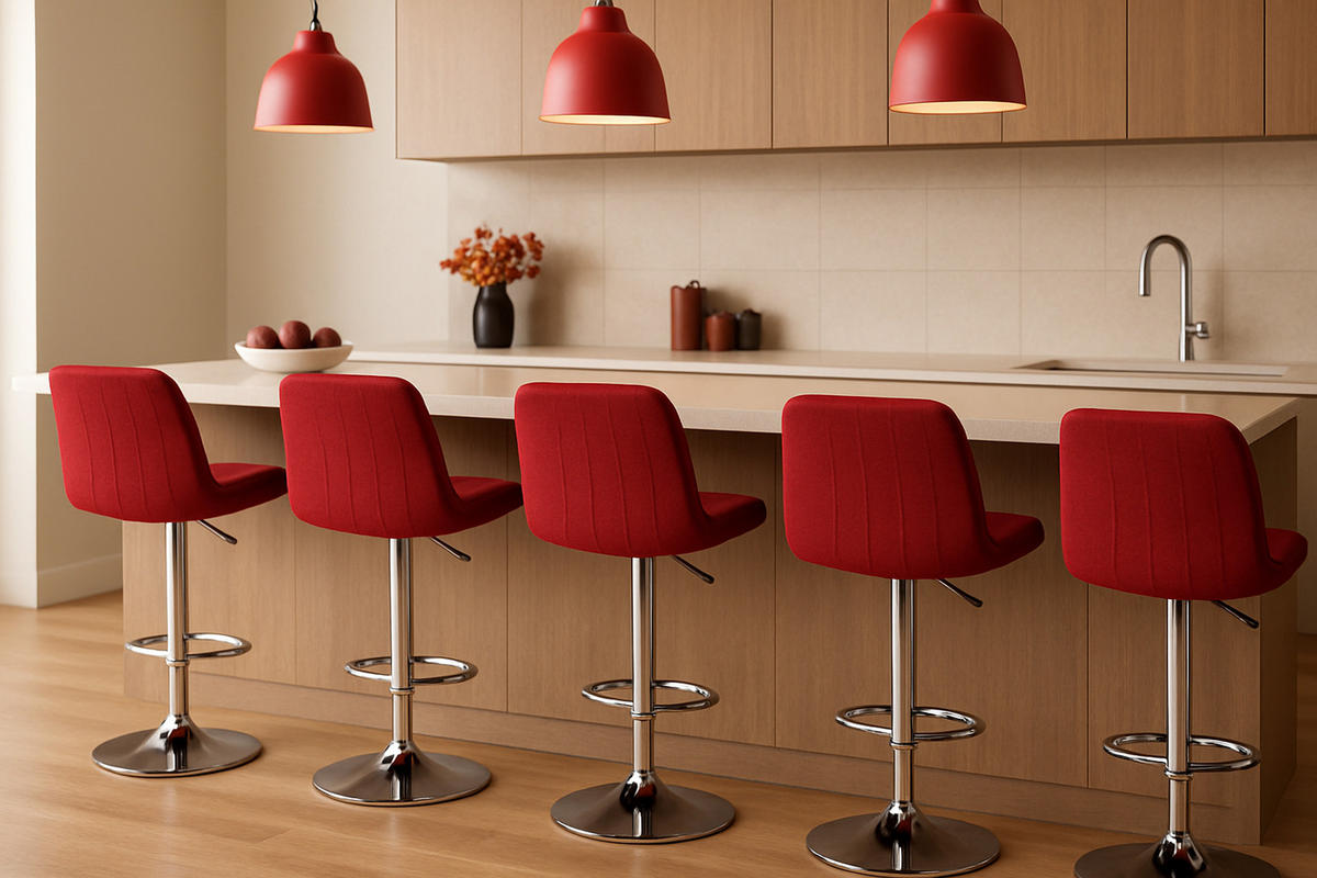 BARHOCKER Lento Gestell Metall in Chromoptik Stoff Rot - Chromfarben/Rot, Textil/Metall (50/108/50cm) - TPFLiving