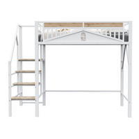 HOCHBETT 140/200 cm in Weiß – mit Rausfallschutz, seitlicher Leiter und Stauraum - Weiß, Metall (140/200cm) - BEAOK