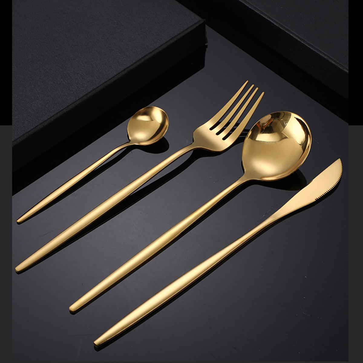 BESTECK-SET, 304er Edelstahl, spiegelpoliert - Goldfarben, Metall