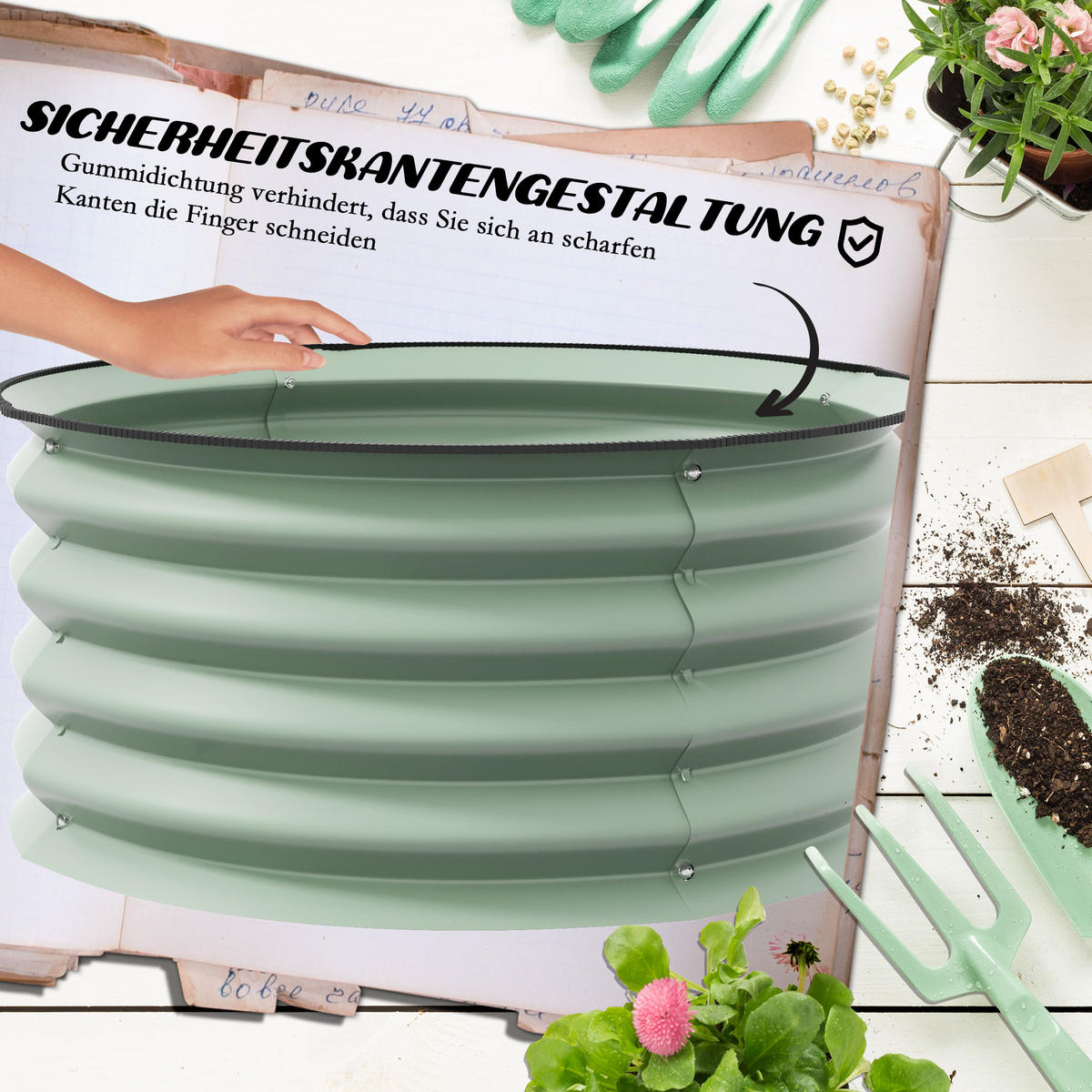 HOCHBEET 2er-Set aus Stahl - Grün, Metall (60/30/60cm) - Outsunny