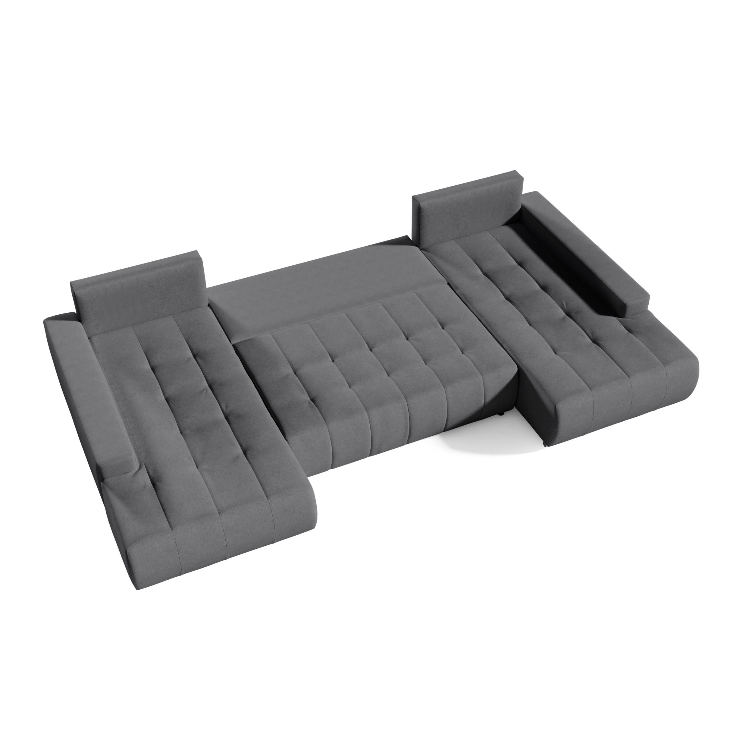 WOHNLANDSCHAFT mit Schlaffunktion Dhaka U, Grau - Grau, Textil (185/85/350cm) - Fedve
