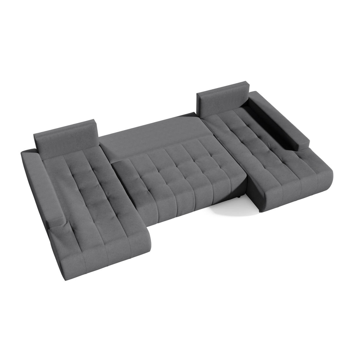 WOHNLANDSCHAFT mit Schlaffunktion Dhaka U, Grau - Grau, Textil (185/85/350cm) - Fedve