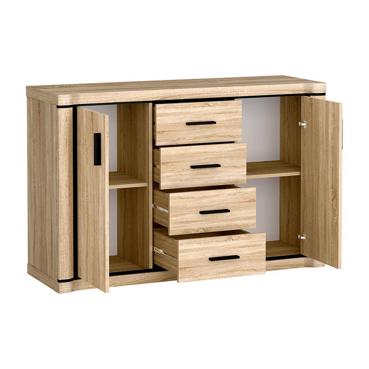 KOMMODE Dallas D-5 137 x 91 x 43,5 cm Eiche Sonoma - Sonoma Eiche, Holzwerkstoff/Kunststoff (137/91/43.5cm) - Koseto