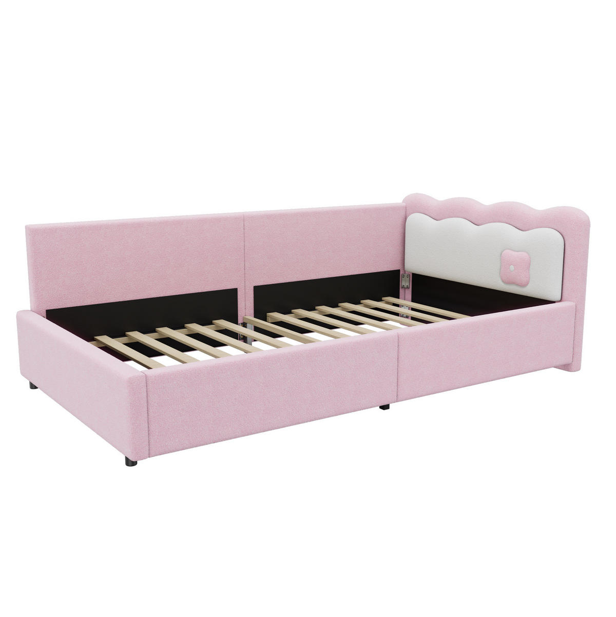 BETT 90/200 cm Rosa mit LED-Beleuchtung und Lattenrost - Rosa, Textil (90/200cm) - Flora Grace