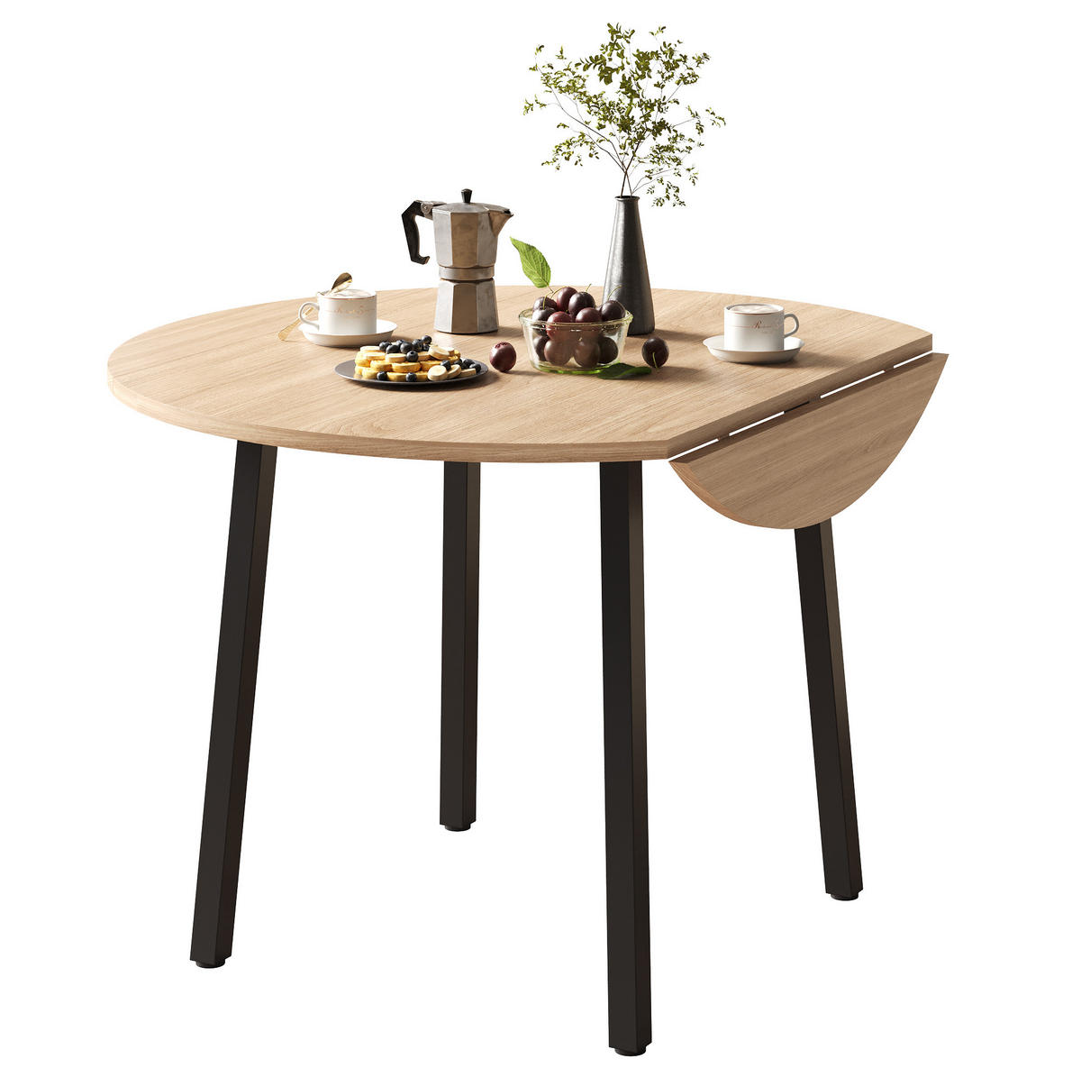 ESSTISCH 100/100 cm mit beidseitig klappbarer Tischplatte, platzsparend für 2-4 Personen, Eichefarben - Eichefarben, Holzwerkstoff (100/100/75cm) - Redom