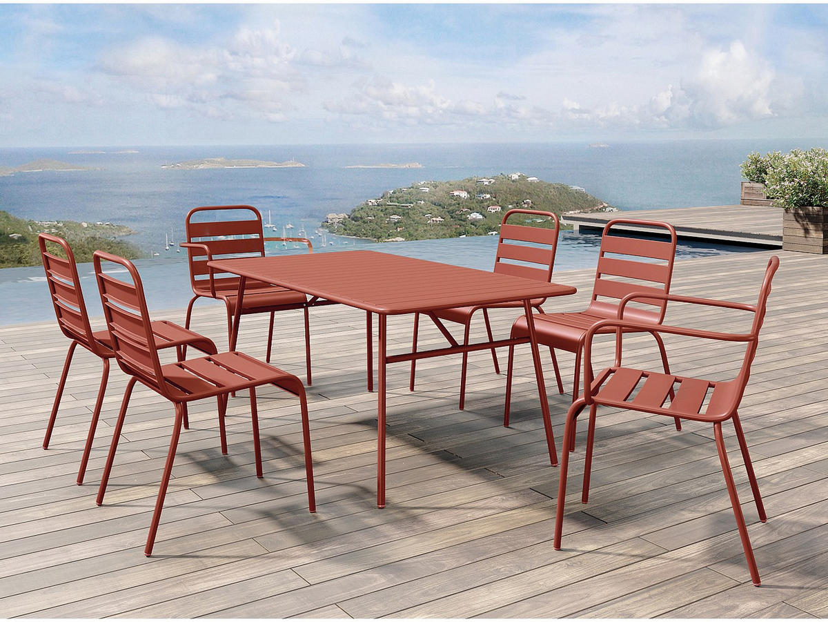 GARTENSESSEL stapelbar 2er-Set - Metall - Terracotta - MIRMANDE von MYLIA - Terracotta, Metall (56/79/59cm) - Vente-Unique