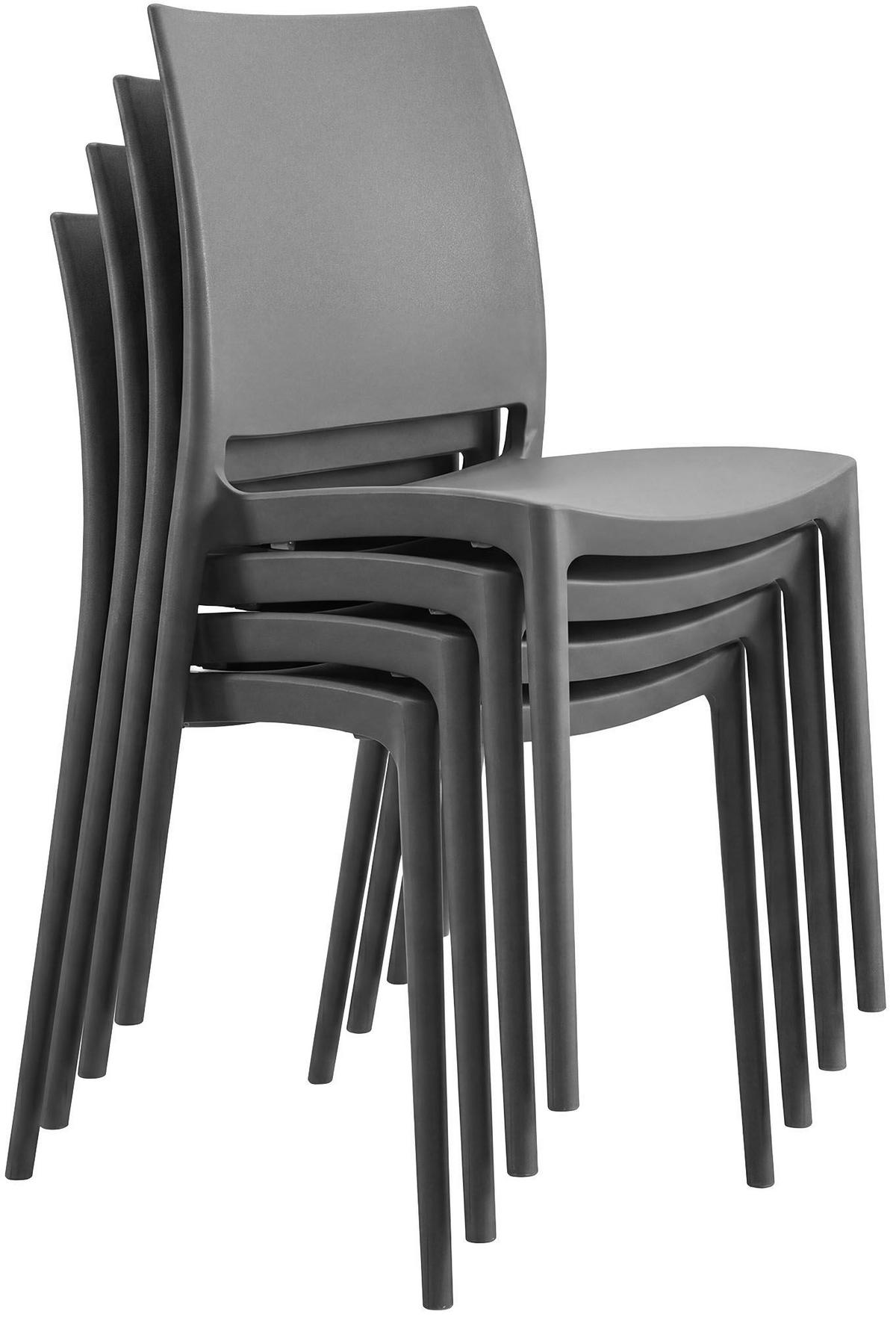 GARTENMÖBEL-SET Greta 4 Stühle 156x156x81cm Kunststoff Dunkelgrau Balkonset - Dunkelgrau, Kunststoff - DELUKE