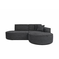 ECKSOFA L-Form, Cordstoff Velo, Dunkelgrau, Rechts, Modena Studio - Dunkelgrau, Holz (236/165cm) - Kaiser Möbel