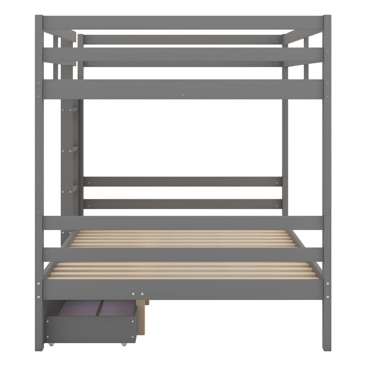 ETAGENBETT 140x200cm Grau Kinderbetten Schubladen Stauraum - Grau, Holz (140/200cm) - FLIEKS