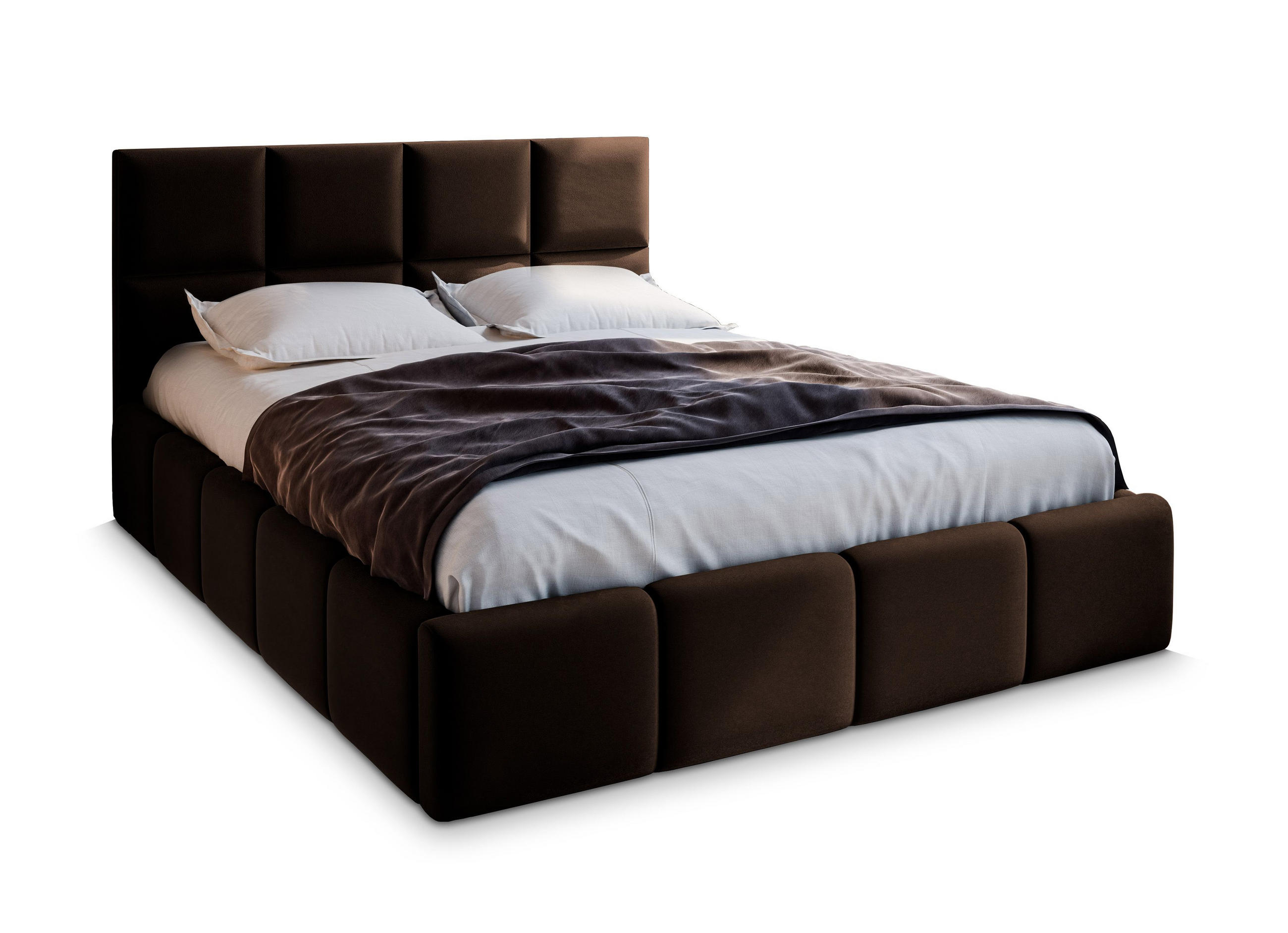 POLSTERBETT COMO 160x200 cm mit Bettkästen - Braun - Braun, Holz (160/200cm) - MASSENO
