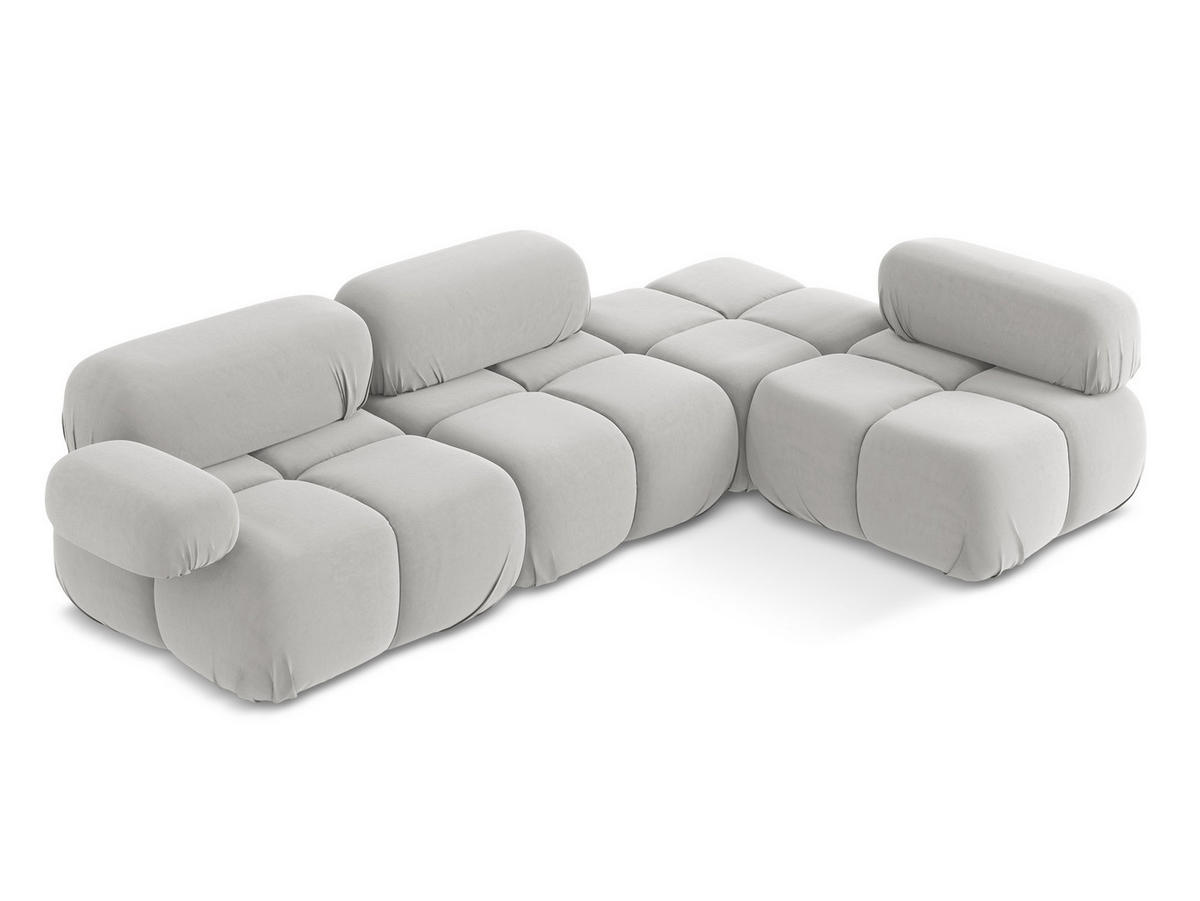 ECKSOFA Rechts Samt Stoff Grau - Silberfarben/Schwarz, Kunststoff/Textil (285/190cm) - Makamii