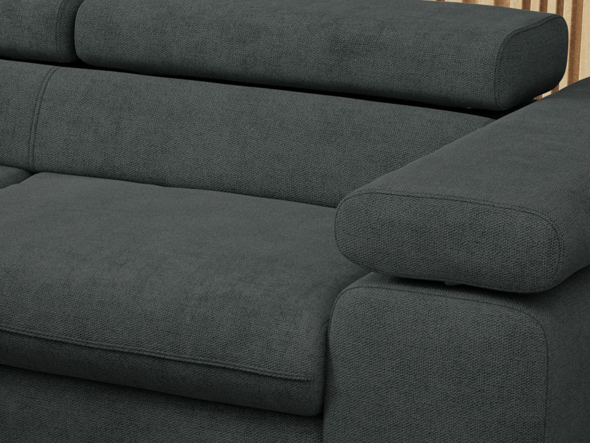 ECKSOFA PETER L Dunkelgrau Struktur - Links Seite - Dunkelgrau/Schwarz, Textil/Metall (208/273cm) - MKS