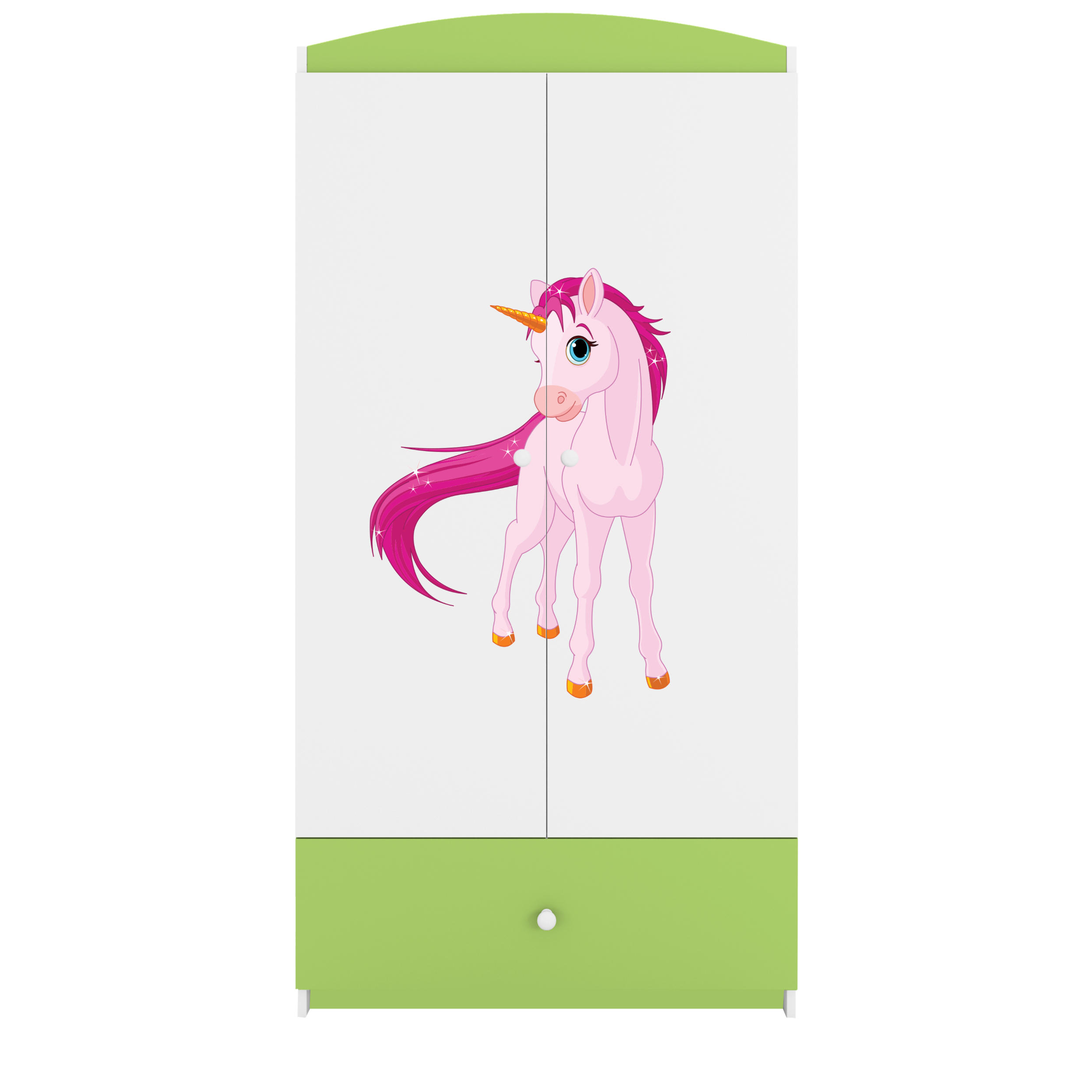 KINDERKLEIDERSCHRANK Einhorn - Grün, Holzwerkstoff (90/175/52cm) - RAUMHIRSCH FURNITURE