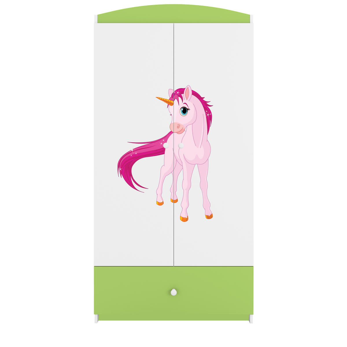 KINDERKLEIDERSCHRANK Einhorn - Grün, Holzwerkstoff (90/175/52cm) - RAUMHIRSCH FURNITURE