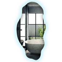 LED-SPIEGEL 45x90 cm Asymmetrisch Kaltweiß 6000K - Blau, Glas (45/90/0.4cm) - Wallfluent