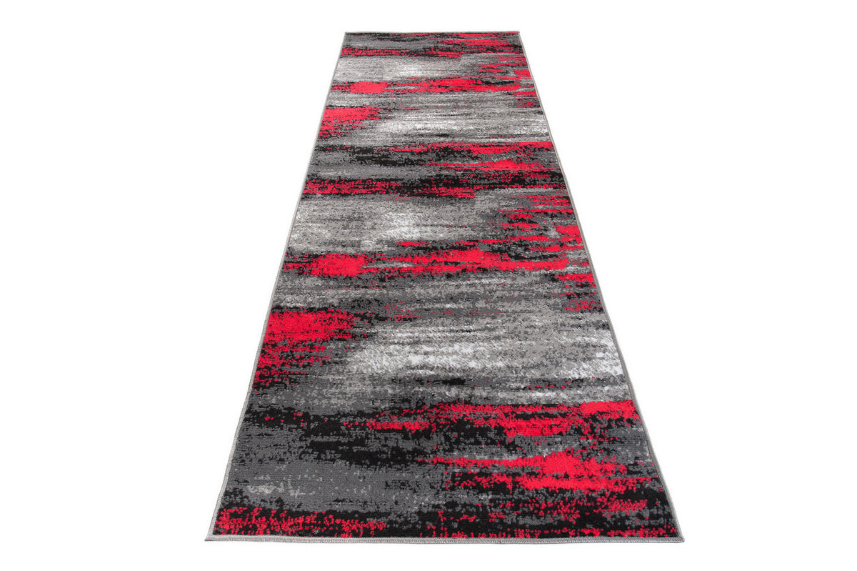 LÄUFER MAYA Schwarz Rot 70/400 cm - Rot, Textil (70/400cm) - Tapiso