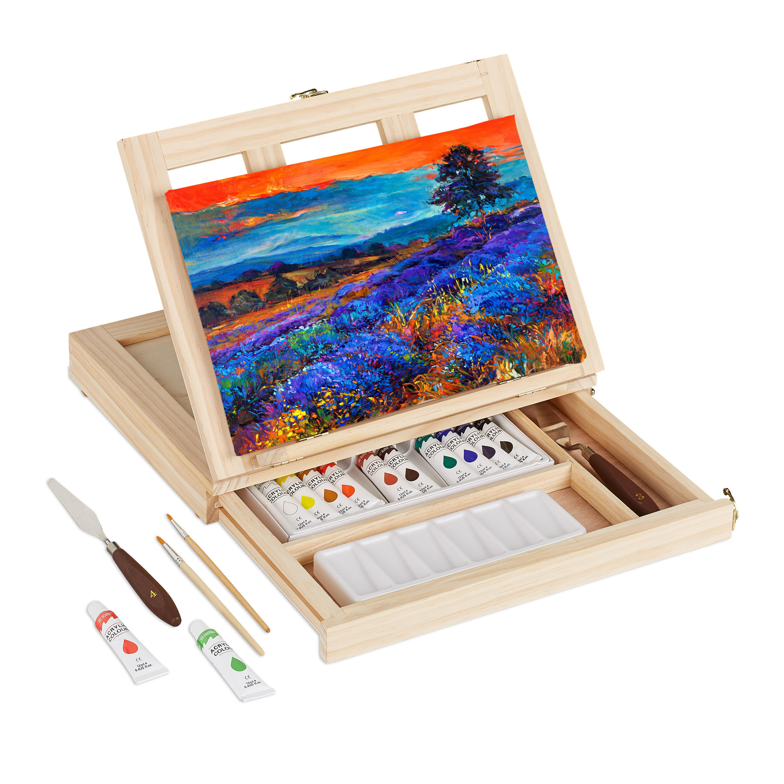 Relaxdays STOJAN Přírodní 19dílný-set dřevo 34x30 cm
