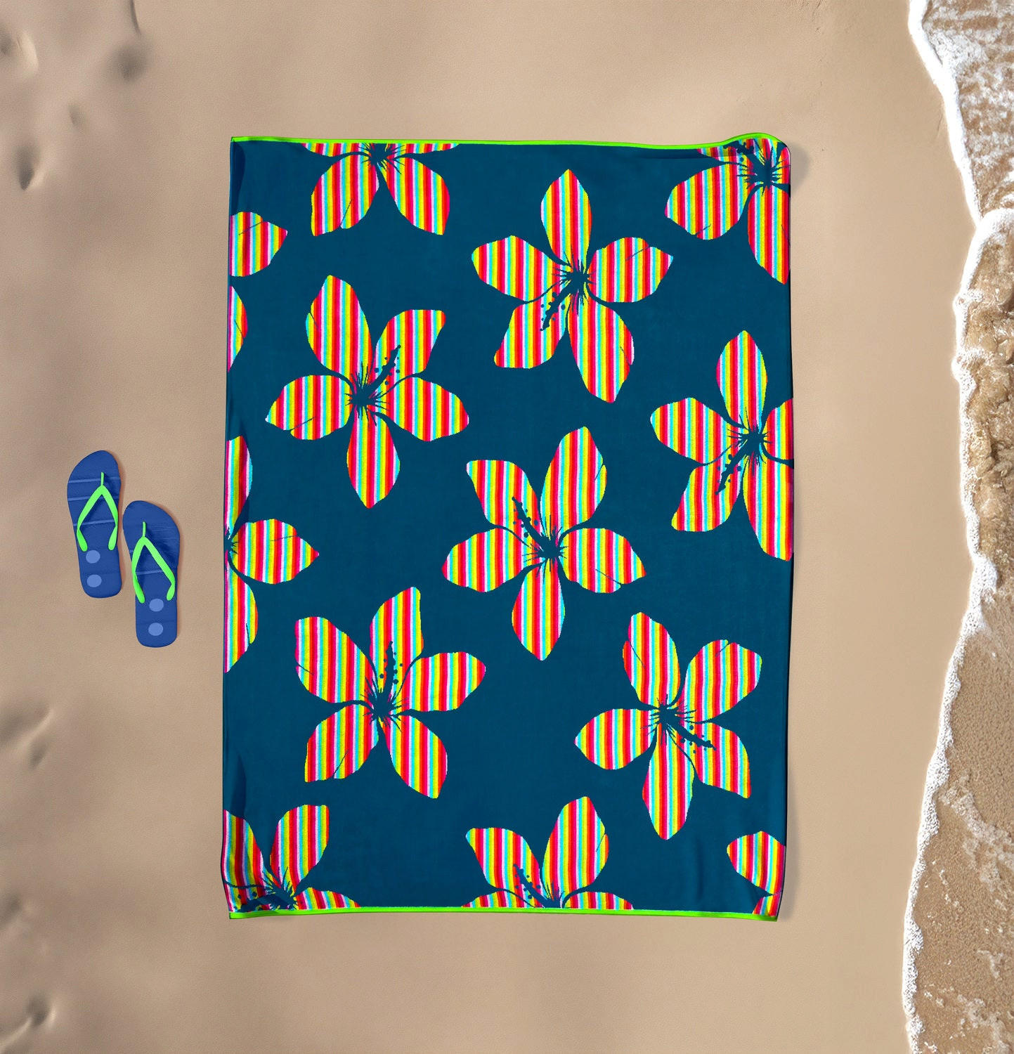 STRANDTUCH aus Veloursfrottee Jacquard Blau 140x180 400g/m² - Yakama - Blau, Textil (140/180cm) - LE COMPTOIR DE LA PLAGE